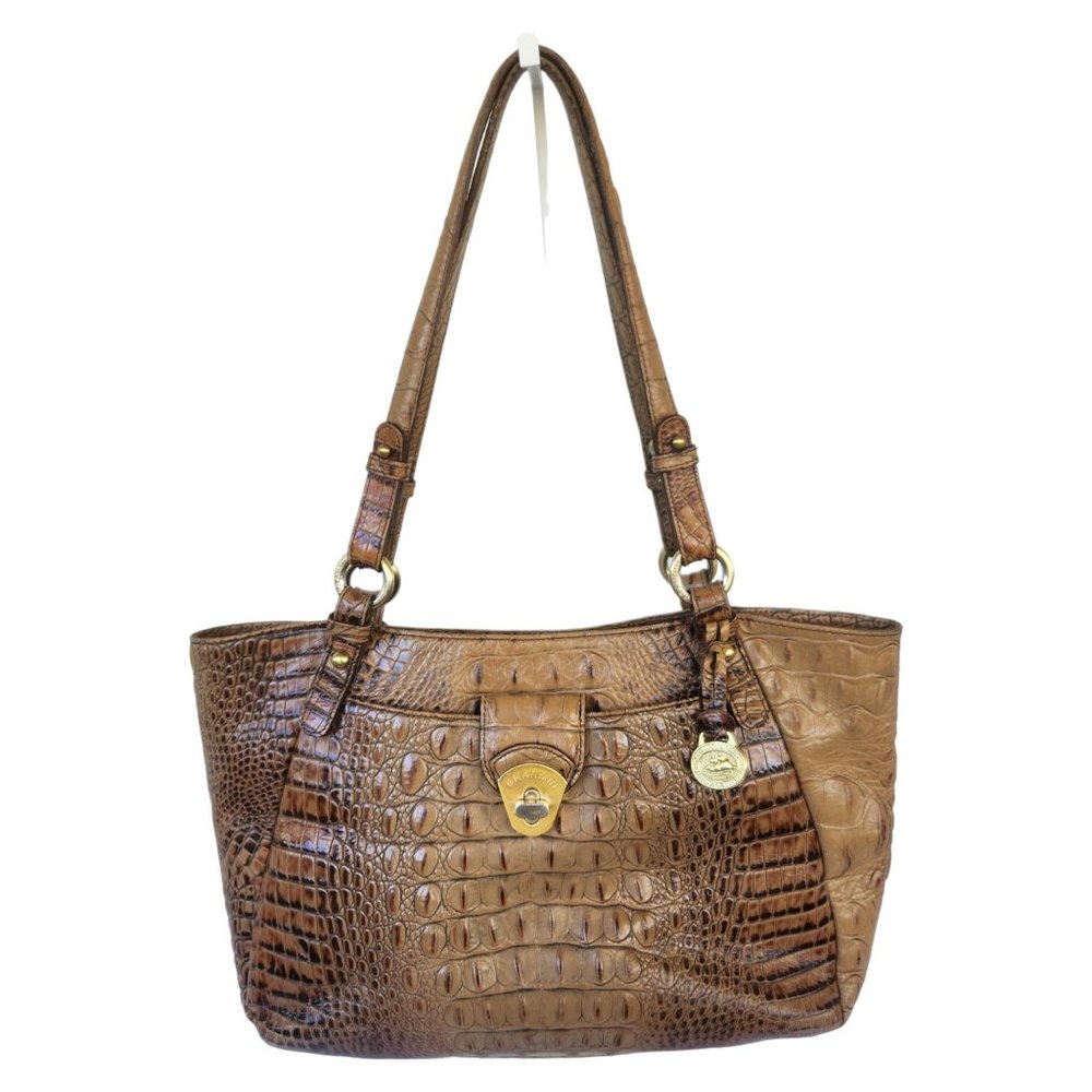 Brahmin Colette Croc Embossed Leather Toasted Almond Ombre Melbourne Handbag